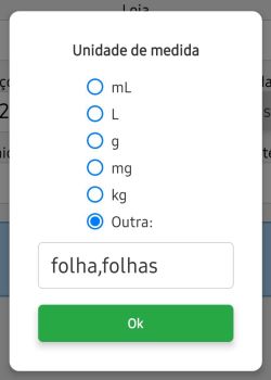 Modal: unidade de medida